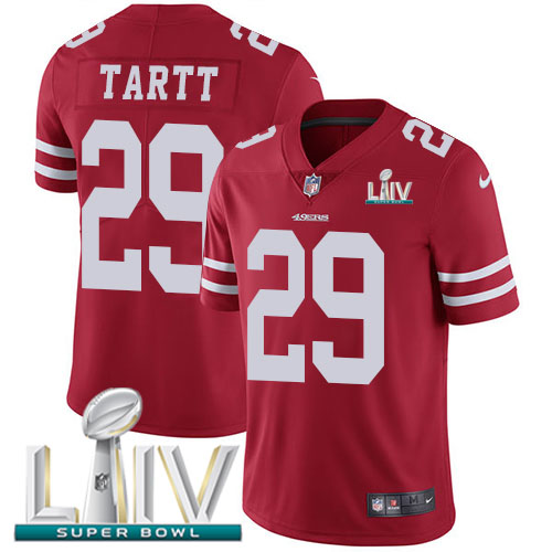 San Francisco 49ers Nike #29 Jaquiski Tartt Red Super Bowl LIV 2020 Team Color Men Stitched NFL Vapor Untouchable Limited Jersey